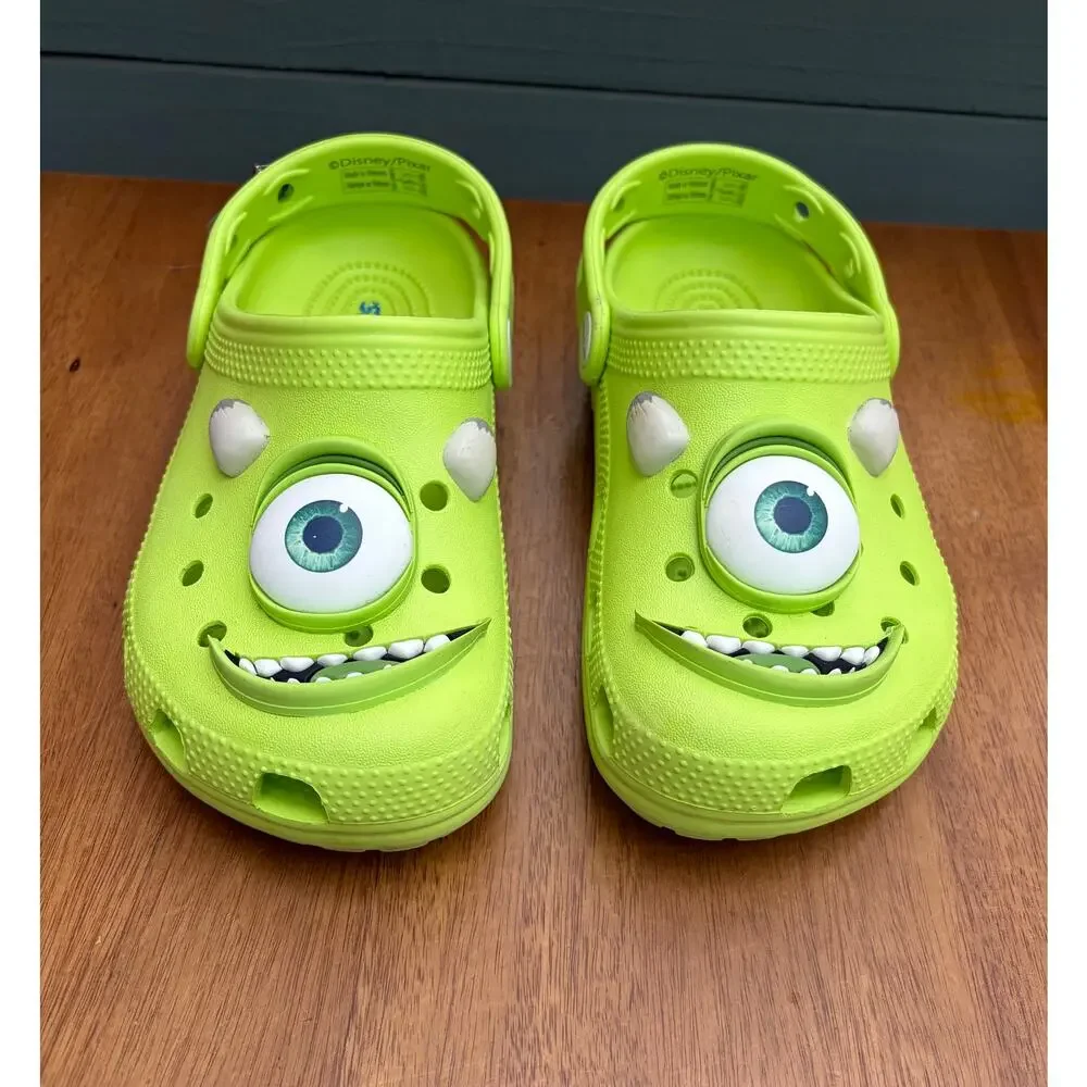 Crocs Disney Pixar Monsters Inc Mike Wazowski Clogs Kids J2 Lime Green Glow